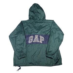 Vintage GAP Jacket Mens Large Green Anorak Windbreaker 1/4 Zip Spell Out Y2k 90s